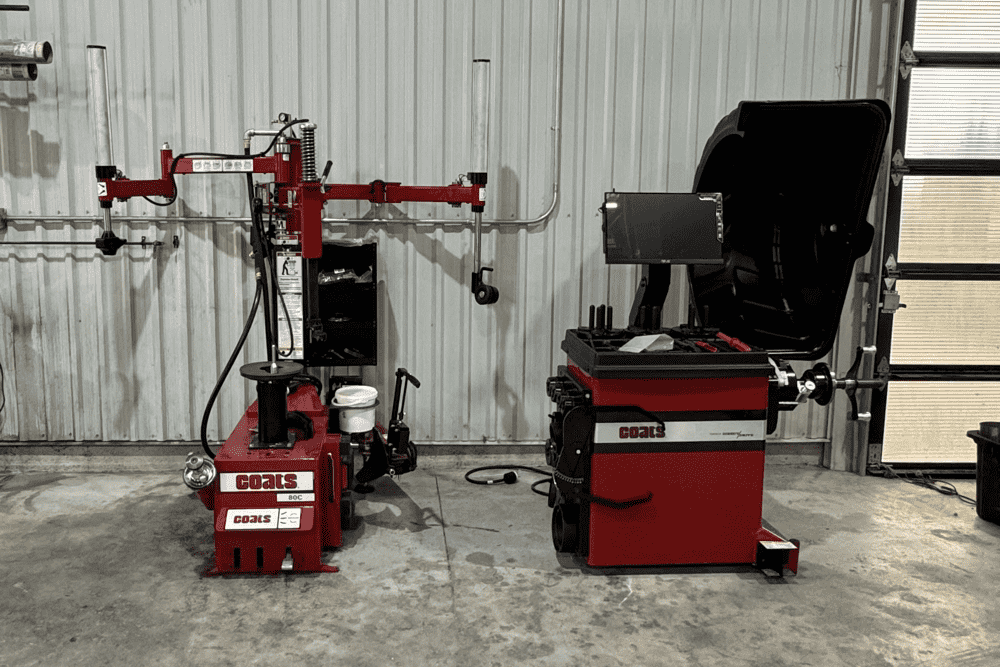 Tire services in Palmerston, ON with CDP Diesel & Auto Inc. Image of new tire rotation and balancing machines in the shop.